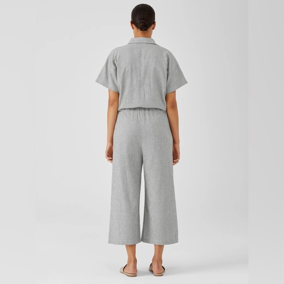 EILEEN FISHER - ORGANIC COTTON LINEN Ticking Stripe Jumpsuit. Boxy fit. XS - Picture 3 of 14